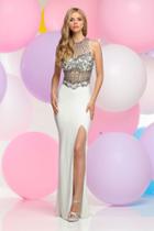 Zoey Grey - Sheer Beaded Halter Style Long Fitted Dress 30802