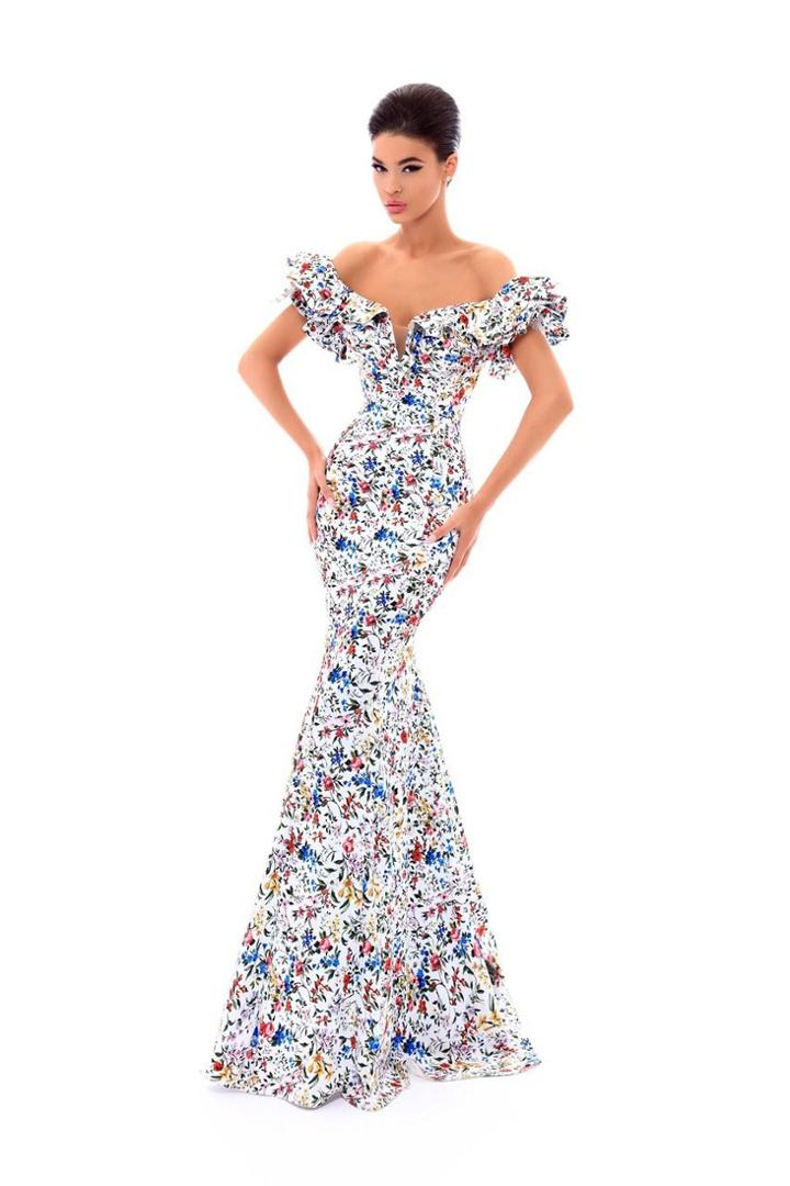 Tarik Ediz - 50306 Ruffled Off Shoulder Mermaid Dress