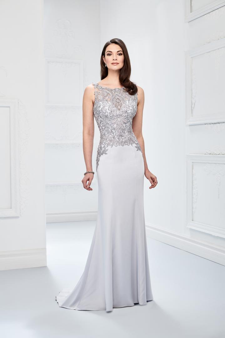 Montage By Mon Cheri - 218904 Embroidered Lace Bateau Evening Gown
