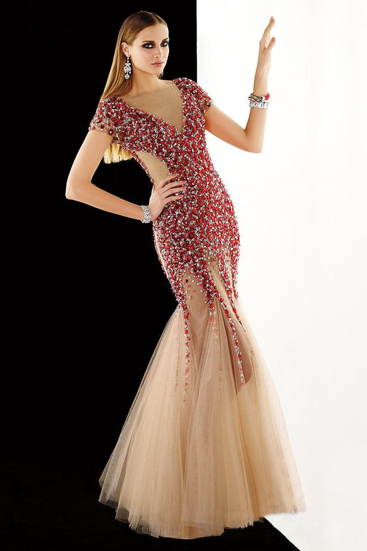 Alyce Paris - 2365 Beaded Illusion Bateau Trumpet Dress