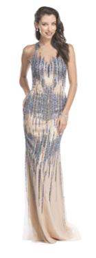 Aspeed - L1664 Sequined Illusion Halter Sheath Evening Dress