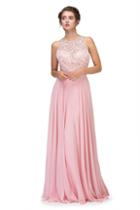 Eureka Fashion - Adorned Illusion Jewel Cutout Back Gown