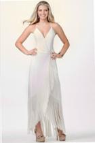 Jovani - Jvn26708 Sleeveless V-neck Fringe Long Dress