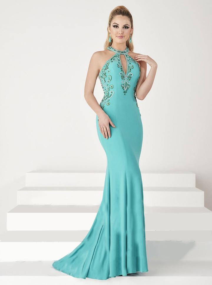 Tiffany Homecoming - Crisscross Haltered Neckline Mermaid Gown 16180