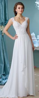 Enchanting By Mon Cheri - 216160 Beaded Lace V-neck Chiffon A-line Dress