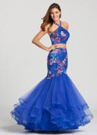 Ellie Wilde - Ew118183 Embroidered Two Piece Halter Ruffled Gown