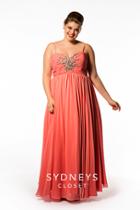 Sydney's Closet - Sc7071 Plus Size Dress In Coral