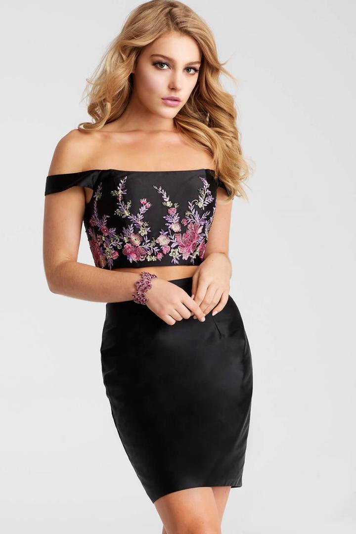 Jovani - Jvn56026 Two Piece Off-shoulder Floral Cocktail Dress