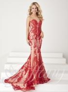Tiffany Designs - Sweetheart With Bead And Lace Applique Embellishment Trumpet Gown 16155