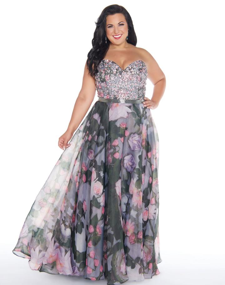 Mac Duggal - 77390f Floral Print Strapless A-line Gown
