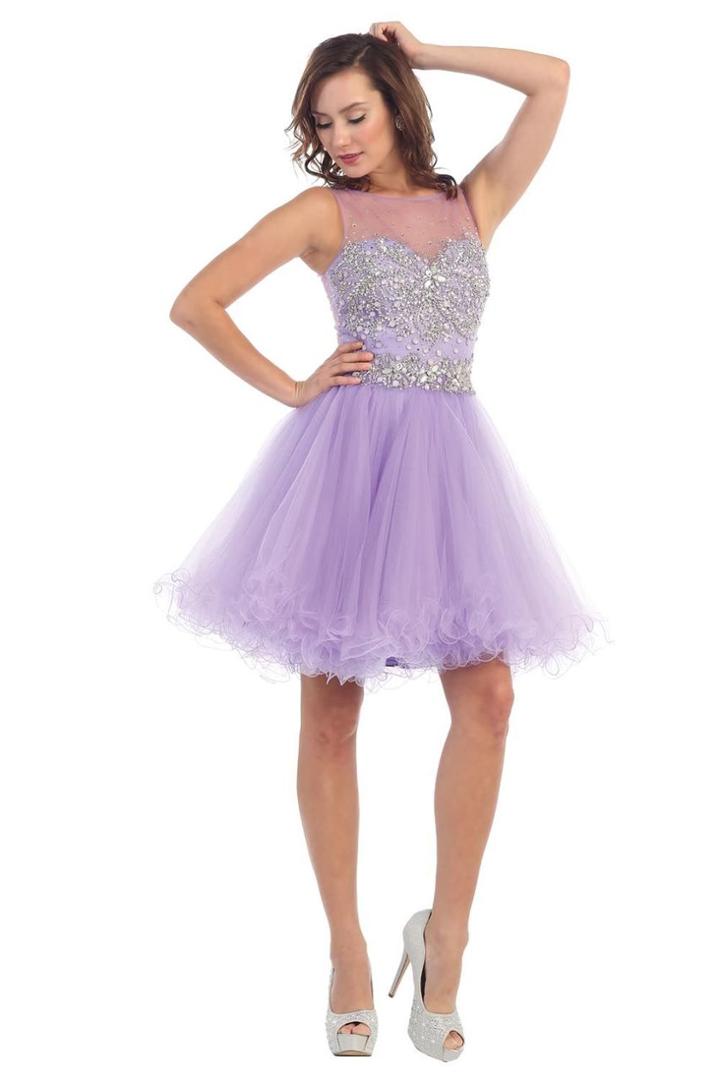 Rhinestone Embellished Short Dress