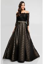 Terani Evening - 1723e4271 Quarter Sleeves Off Shoulder Evening Gown