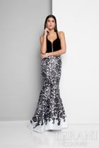 Terani Prom - Contrast Lace Print Satin Mermaid Dress 1715p3825