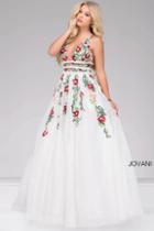 Jovani - Embroidered V-neck Prom Dress 48891