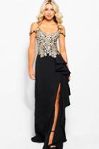 Jovani - Jvn58208 Embroidered V-neck Ruffle Accented Sheath Dress