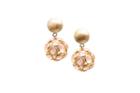 Tresor Collection - Rose Qtz Dangling Sphere Ball Earring In 18k Yellow Gold