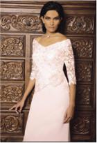 Daymor Couture - 2028 Rosette Accented Asymmetrical Lace Dress