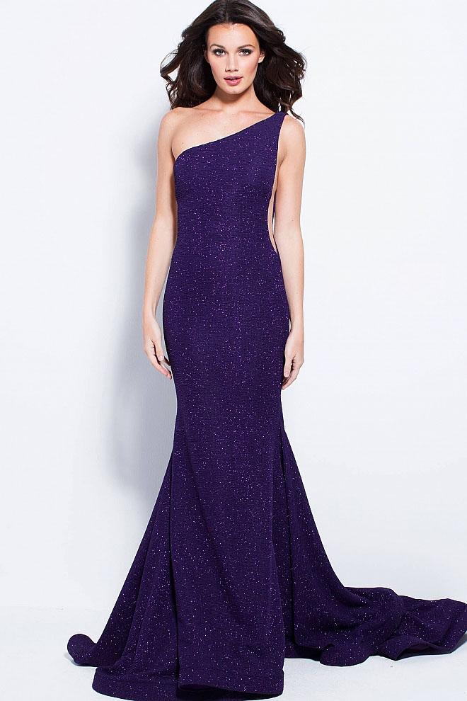 Jovani - 58504 One Shoulder Strap Mermaid Dress