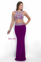 Blush - Ornate Jewel Two-piece Sheath Gown 11018
