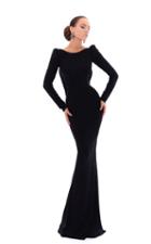 Tarik Ediz - 93485 Fitted Long Sleeves Cowl Evening Dress