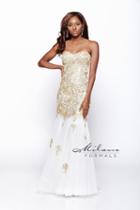 Milano Formals - Glittering White And Gold Strapless Trumpet Gown E1738