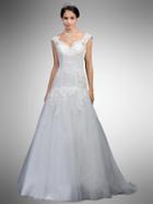 Dancing Queen - A7004 Lace Applique Sweetheart Trumpet Gown