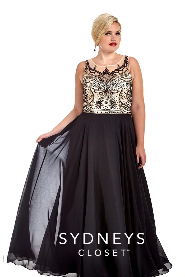Sydney's Closet - Sc7177 Plus Size Dress In Black