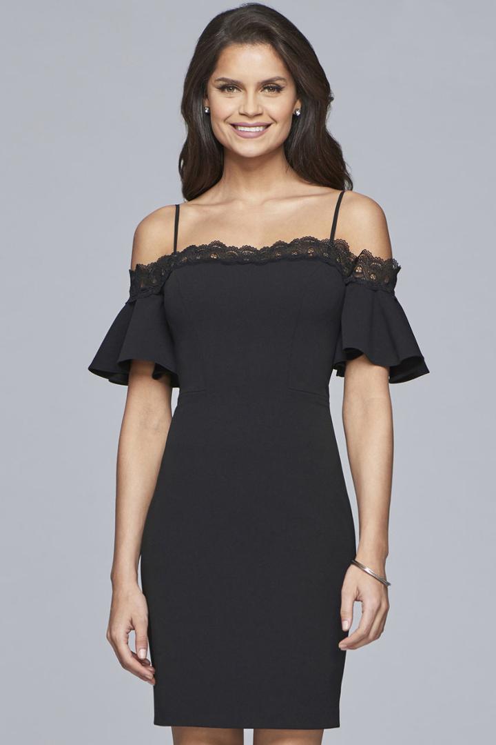 Faviana - S10175 Lace Stretch Matte Crepe Fitted Dress