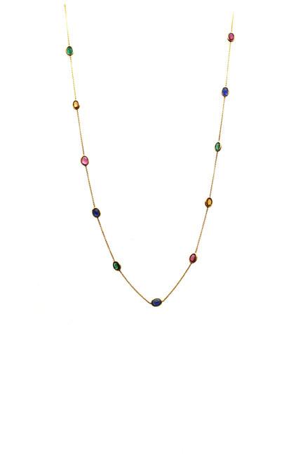 Tresor Collection - Multicolor Stone Oval Necklace In 18k Yg