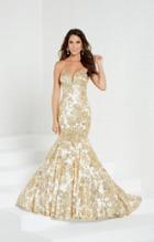 Tiffany Homecoming - 16260 Plunging Sweetheart Sequined Mermaid Gown