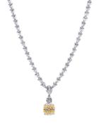 Cz By Kenneth Jay Lane - Canary Yellow Cushion Cut Drop Necklace