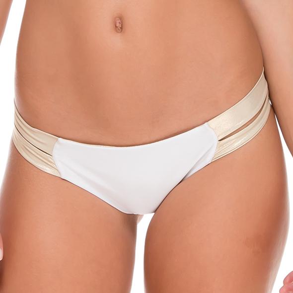Luli Fama - Split Band Skimpy Bottom In White/ Gold (l502326)