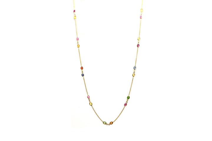 Tresor Collection - 18kt Yellow Gold Necklace With Multi Tourmaline