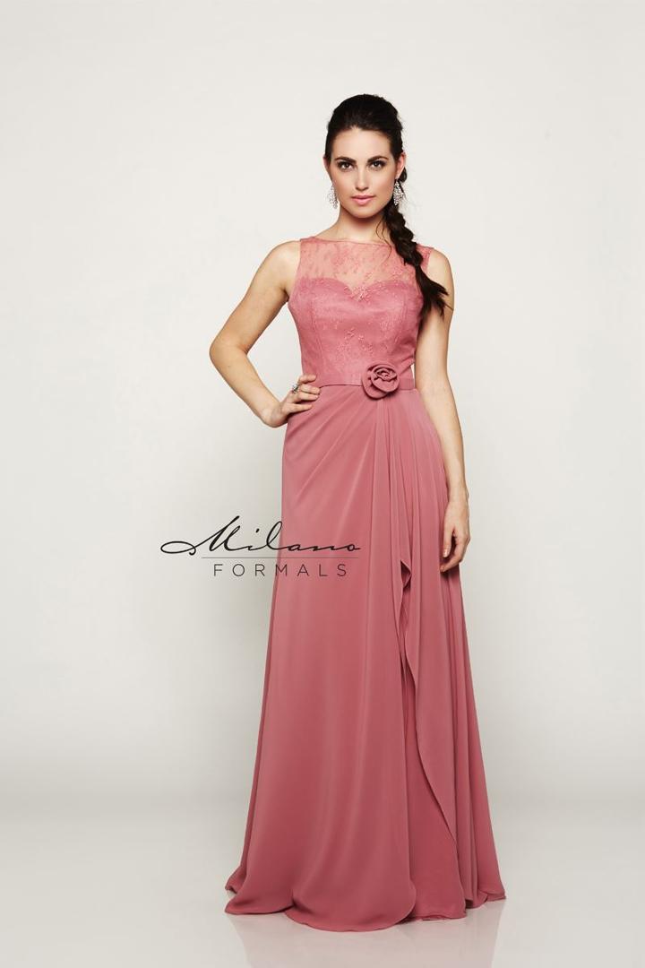 Milano Formals - Sleeveless Bateau Neck Laced Embellished Bodice Long Dress E2087