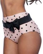 Nicolita Swimwear - Vavoom High Waist Bikini Bottom With Bow Belt Pink With Black Polka Dot