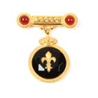 Ben-amun - Royal Charm Gold Pin With Dark And Red Stone