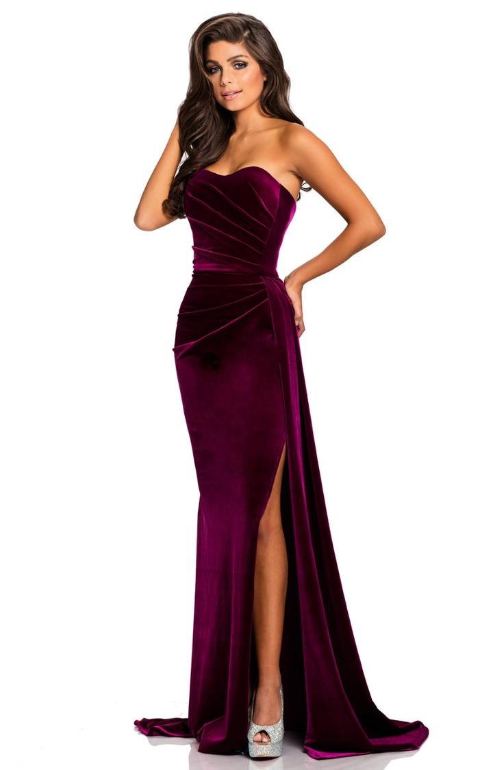 Johnathan Kayne - 8087 Strapless Sweetheart Velvet Sheath Gown