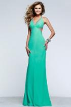 Faviana - 7516 Strappy Beaded Halter Sheath Long Gown