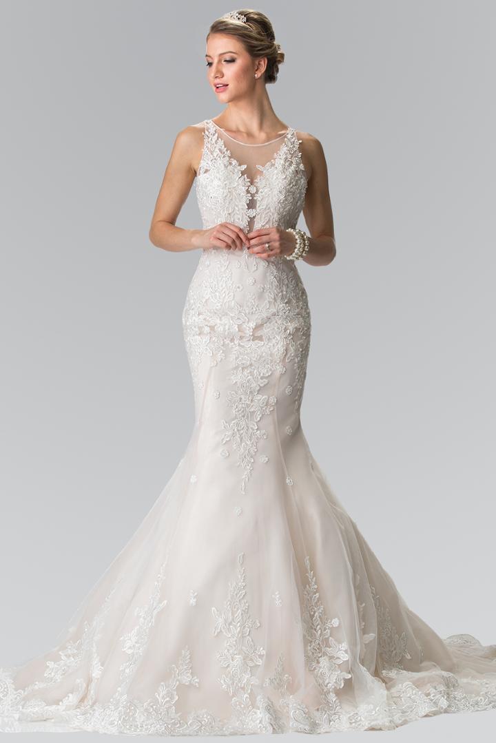 Elizabeth K - Gl2369 Lace Illusion Scoop Mermaid Bridal Gown
