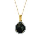 Tresor Collection - Black Diamond Slice With Diamond Pave Accent Pendant In 18k Yellow Gold