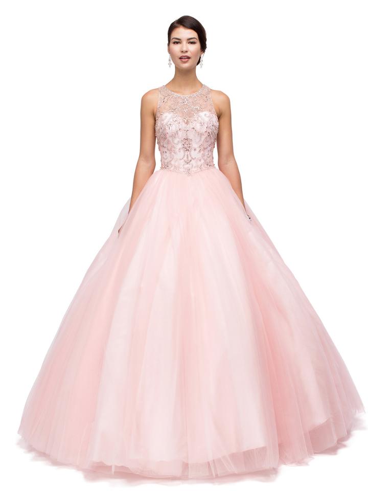 Illusion Jewel Neckline With Sheer And Shining Embellishments Ball Gown