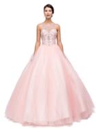 Illusion Jewel Neckline With Sheer And Shining Embellishments Ball Gown