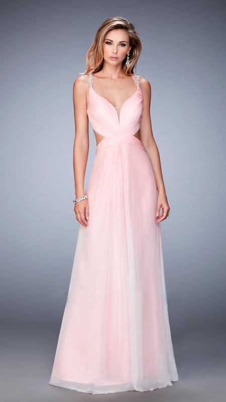 La Femme - 22416 Embellished V-neck Chiffon Dress