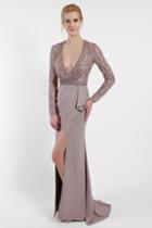 Terani Couture - 1721m4338 Plunging V-neck Sequined Evening Gown