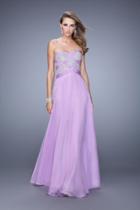 La Femme - 20953 Embroidered Strapless Weave Gown