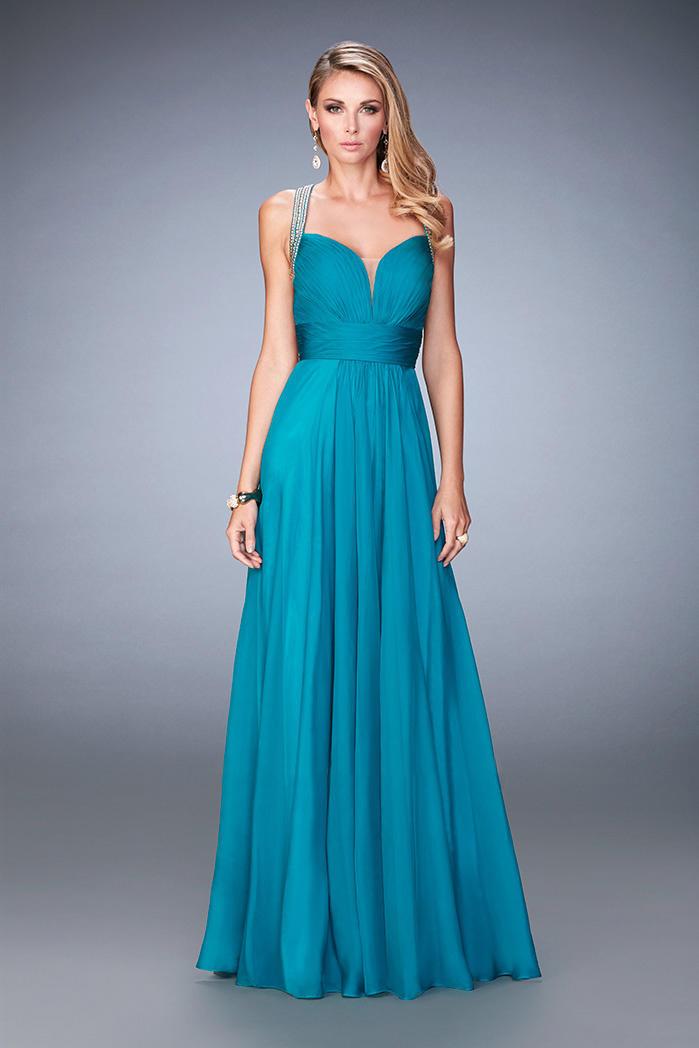 La Femme - 22503 Ruched Deep Sweetheart A-line Dress