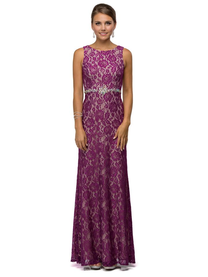Dancing Queen - Eye-catching Lace Floor Length With Jewel Embellished Empire Waist Dress 9031