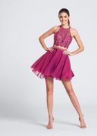 Ellie Wilde - Ew21757s Beaded Two Piece Halter Cocktail Dress