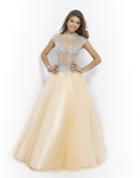 Blush - Crystal Accented Illusion High Neck A-line Gown 5402