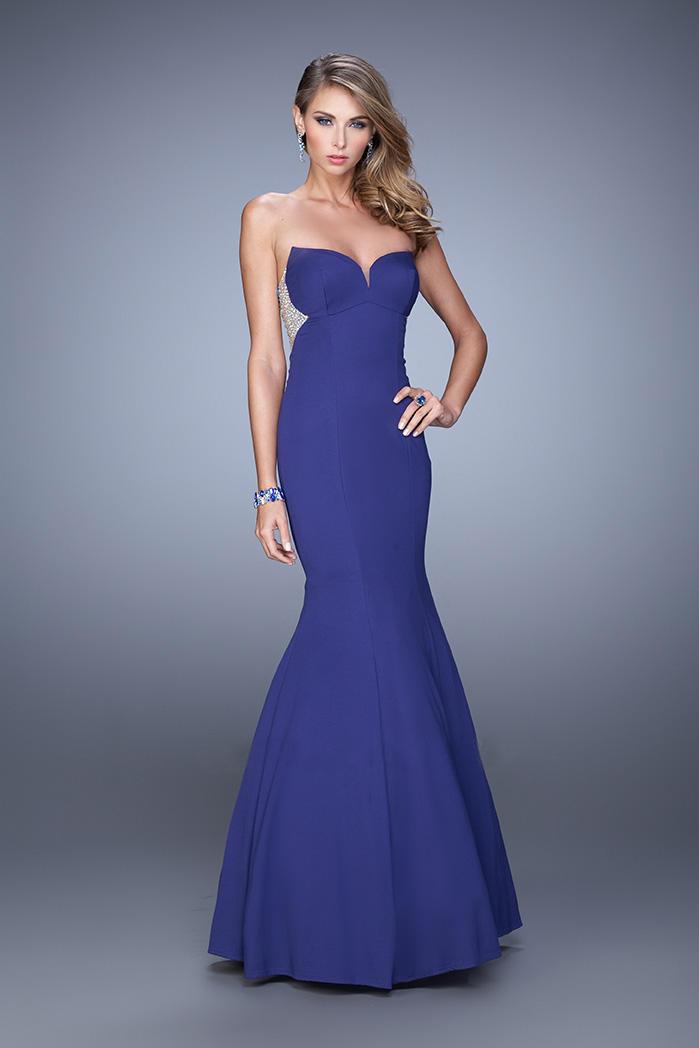 La Femme - 21396 Strapless Sculpted Trumpet Gown